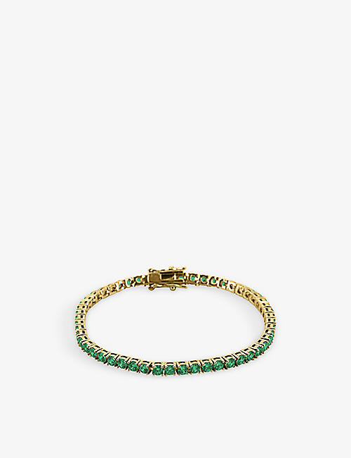 OMA THE LABEL: Tennis 18ct yellow gold-plated brass and crystal bracelet