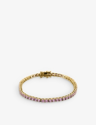 OMA THE LABEL: Tennis 18ct yellow gold-plated brass and cubic zirconia bracelet