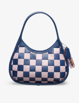 Coachtopia Check-pattern Recycled-leather Shoulder Bag In Bubblegum/ivory