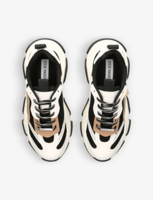 STEVE MADDEN WOMENS BLACK/COMB POSSESSION E LOGO-EMBOSSED FAUX-LEATHER LOW-TOP TRAINERS EUR 40 / 7 UK 