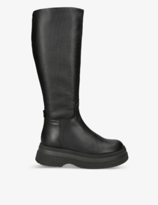 STEVE MADDEN: Gylana lug-sole leather knee-high boots