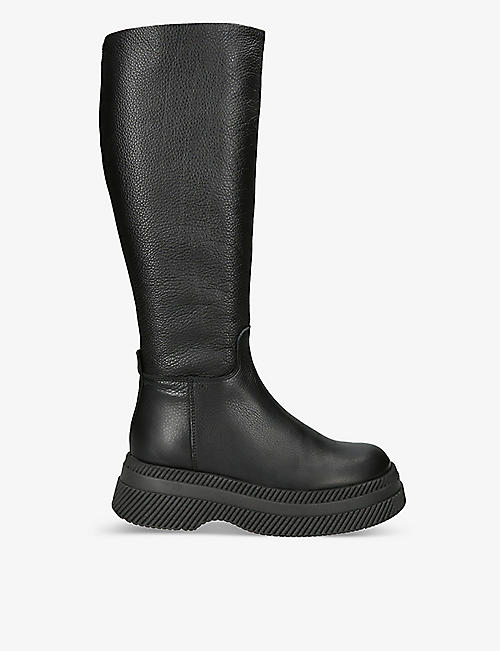 STEVE MADDEN: Gylana lug-sole leather knee-high boots