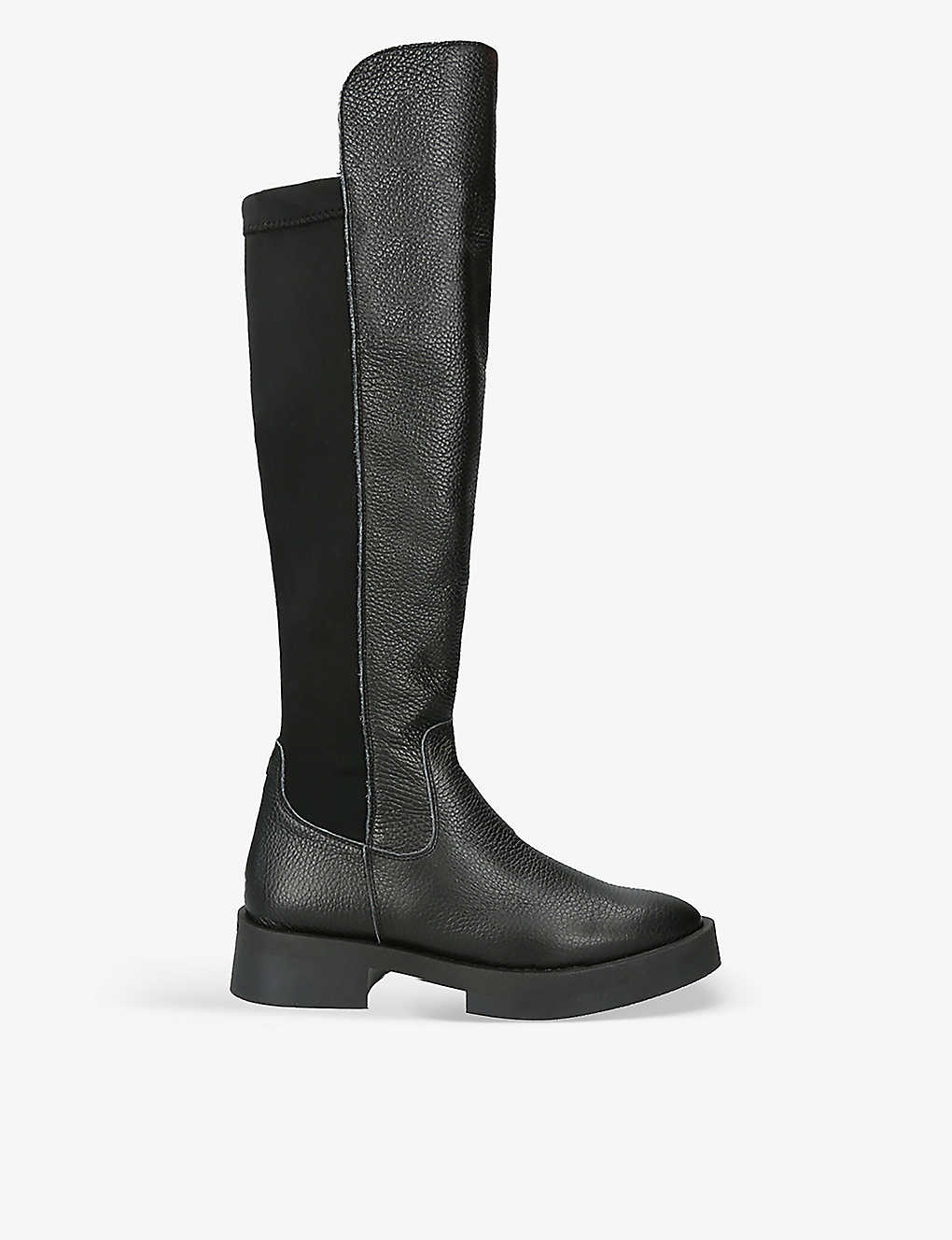 Steve Madden Womens Black Maxton Elastic-panel Leather Knee-high Boots