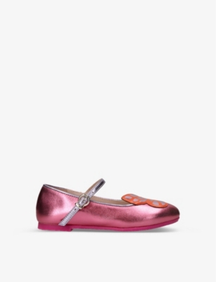 SOPHIA WEBSTER: Butterfly metallic leather ballet flats 1-7 years