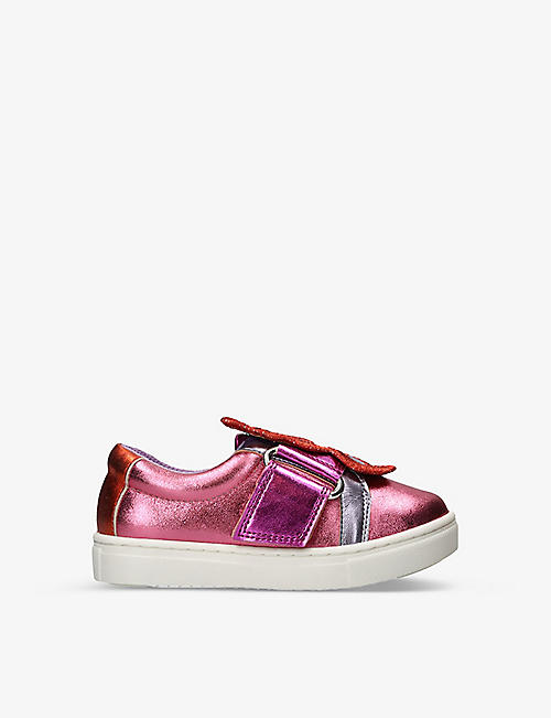 SOPHIA WEBSTER: Butterfly metallic leather low-top trainers 3-9 years