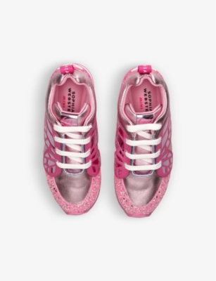 Shop Sophia Webster Chiara Glittered Leather Low-top Trainers 1-8 Years In Pink