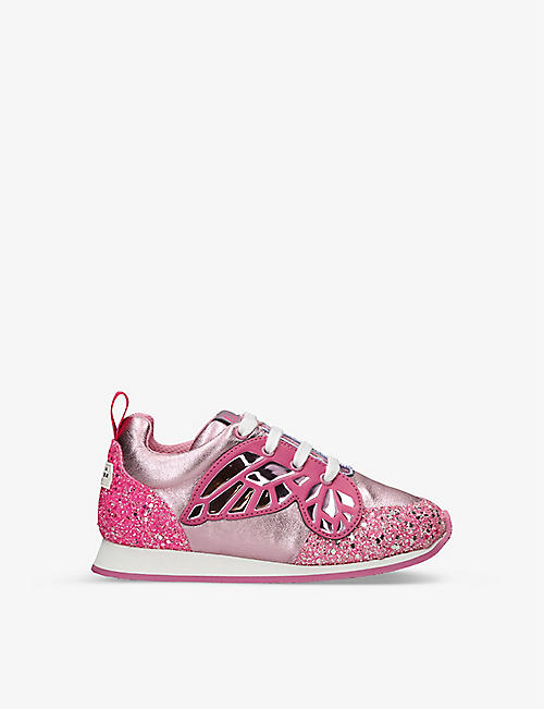 SOPHIA WEBSTER: Chiara glittered leather low-top trainers 1-8 years