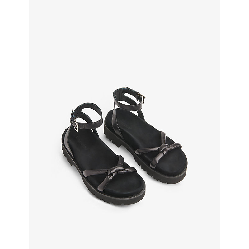 Shop Whistles Women's Black Mina Knotted-front Strap Leather Sandals