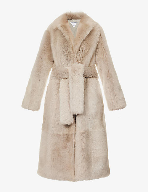BOTTEGA VENETA: Fluffy belted shearling coat