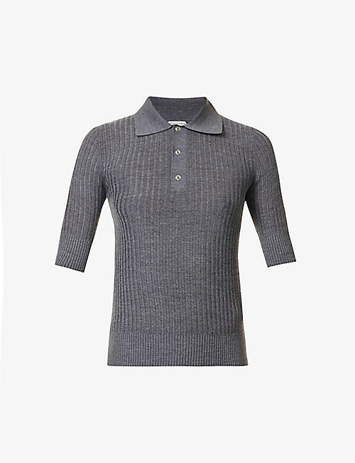 BOTTEGA VENETA: Rib silver-toned hardware wool polo shirt