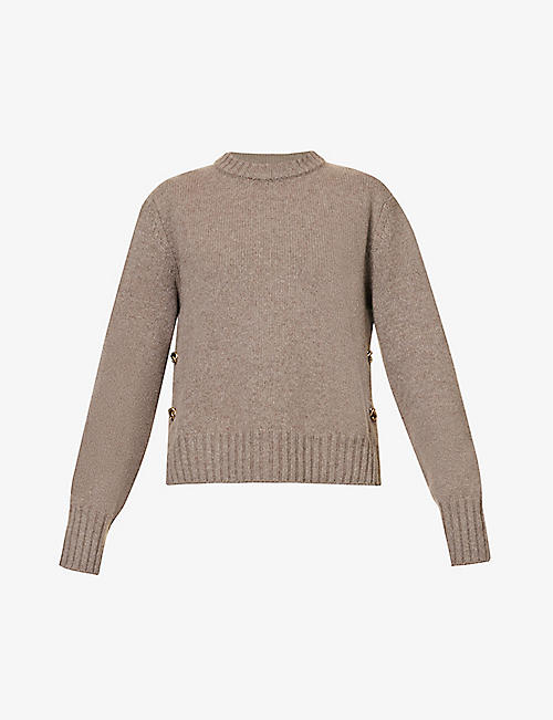 BOTTEGA VENETA: Knot-button round-neck wool-knitted jumper