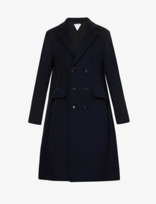 Shop Bottega Veneta Women's Vy Double-breasted Wool And Cashmere-blend Coat In Navy