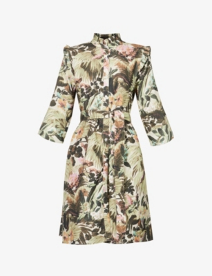 BARBOUR BARBOUR WOMEN'S HOLLYHOCKS SPRING X HOUSE OF HACKNEY BALCOME FLORAL-PRINT WOVEN MIDI DRESS 67341833