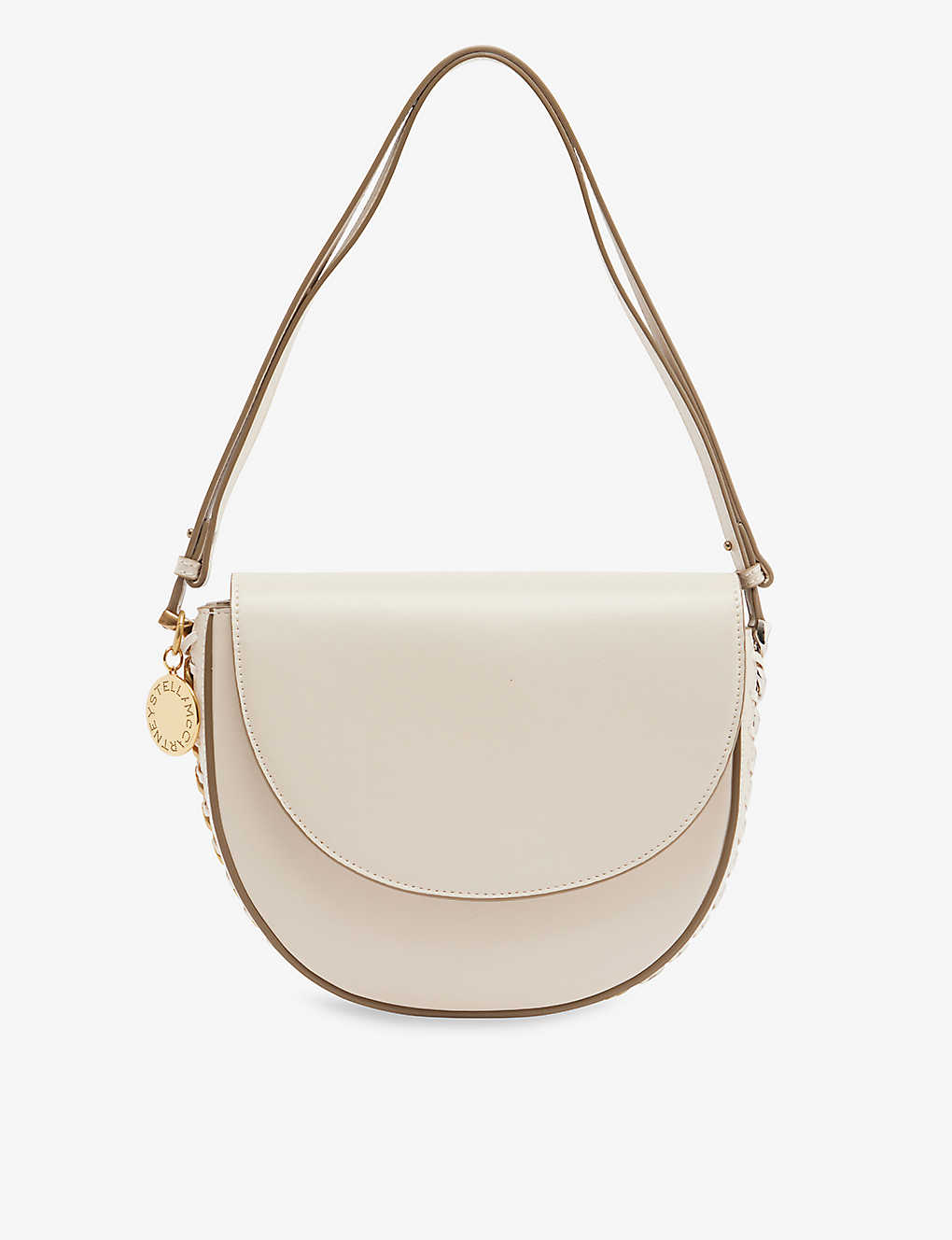 Shop Stella Mccartney Frayme Faux-leather Shoulder Bag In Pure White