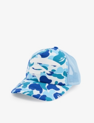 A Bathing Ape Mens Blue Abc Camo Ape Camouflage-pattern Cotton Cap