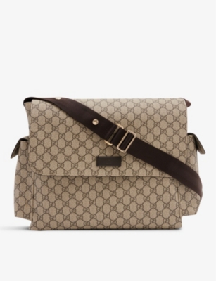 GUCCI: Monogram-print shoulder-strap coated-canvas baby changing bag