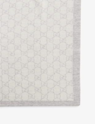 GUCCI: Baby monogram-pattern square-shape wool blanket