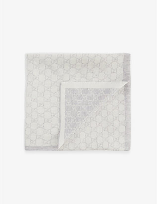 GUCCI: Monogram-pattern square-shape wool blanket