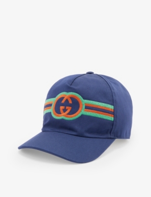 Gucci, classic baseball cap/peaked cap, grey-blue canvas…