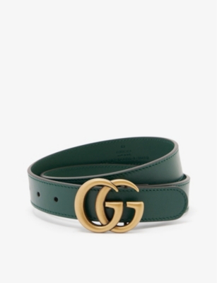 Gucci Girls Vintage Green Kids Logo-embellished Leather Belt 4-8 Years