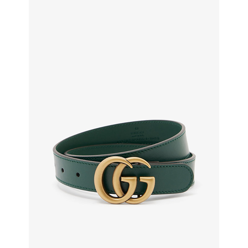 Gucci Girls Vintage Green Kids Logo-embellished Leather Belt 4-8 Years