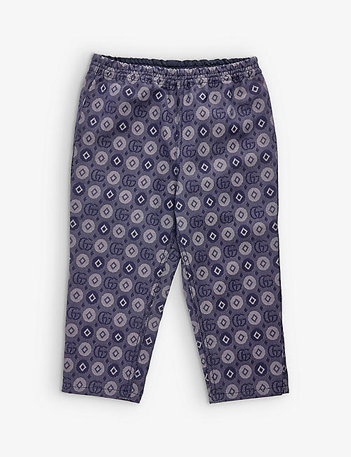 GUCCI: GG geometric-print jacquard-denim trousers 24-36 months