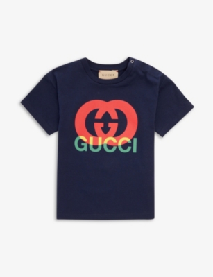 Gucci Babies' Logo-print Cotton-jersey T-shirt 6-36 Months In Oltremare/mc