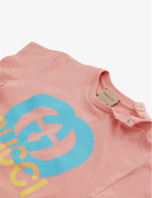 Shop Gucci Boys Vintage Rose/mc Kids Logo-print Cotton-jersey T-shirt 6-36 Months