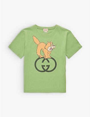 GUCCI: Graphic-print short-sleeve cotton-jersey T-shirt 4-12 years