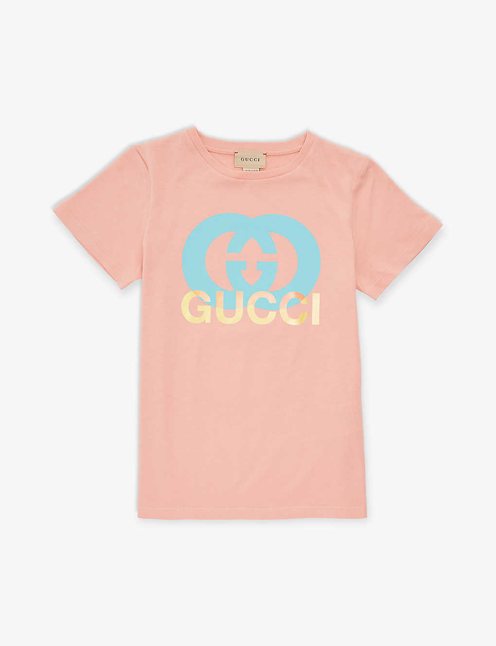 Shop Gucci Logo-print Cotton-jersey T-shirt 4-12 Years In Vintage Rose/mc