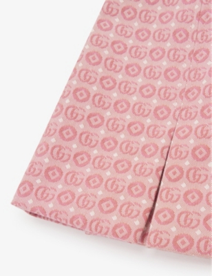 Shop Gucci Girls Pink/mc Kids Monogram-pattern High-rise Cotton-blend Mini Skirt