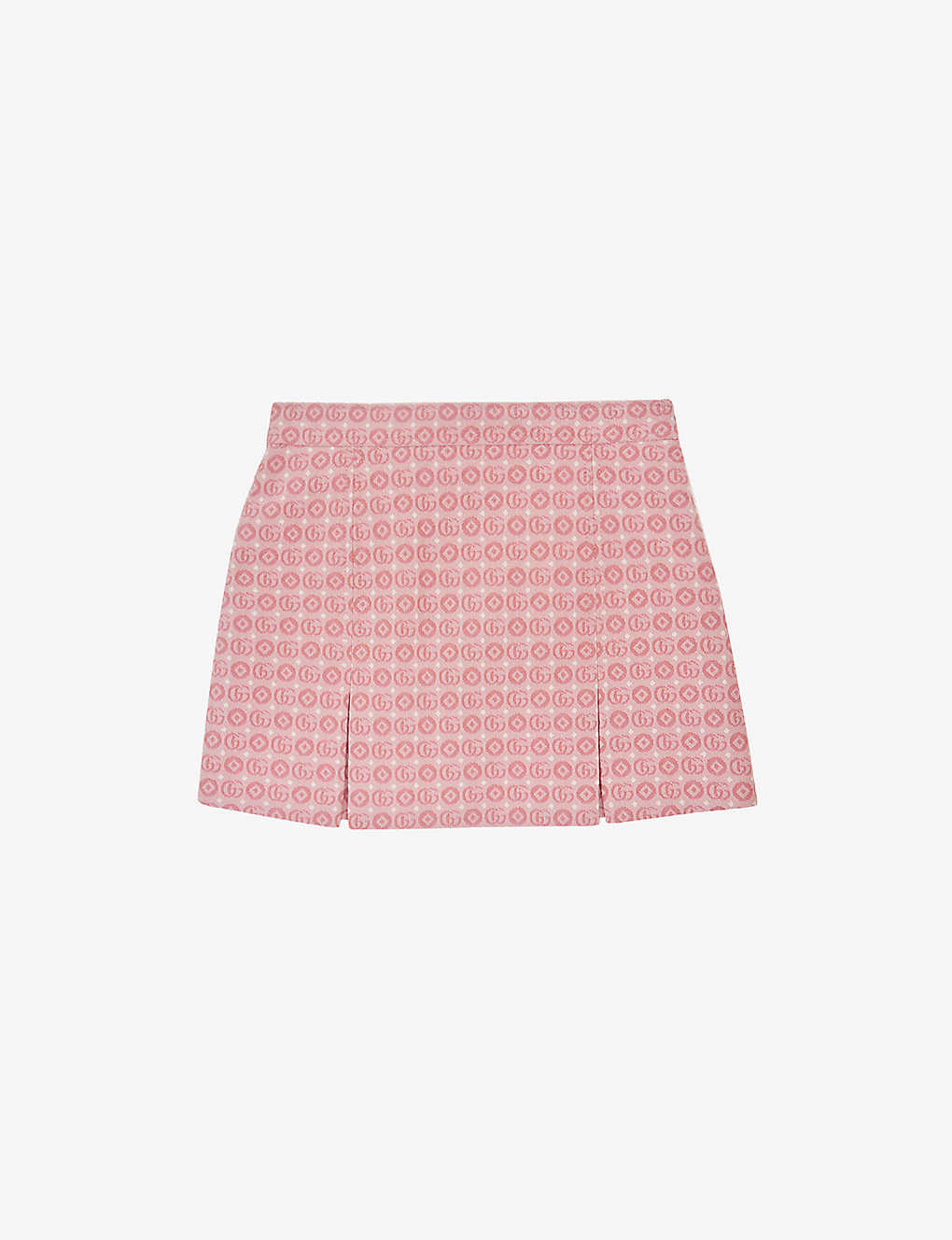 Shop Gucci Monogram-pattern High-rise Cotton-blend Mini Skirt In Pink