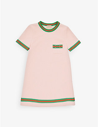 GUCCI: Ribbed-neck short-sleeve cotton-jersey dress 4-12 years