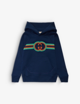 GUCCI: Logo-embroidered cotton-jersey hoody 4-12 years