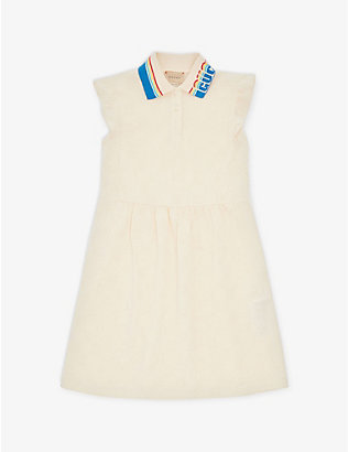 GUCCI: Logo-collar jacquard-pattern cotton-jersey dress