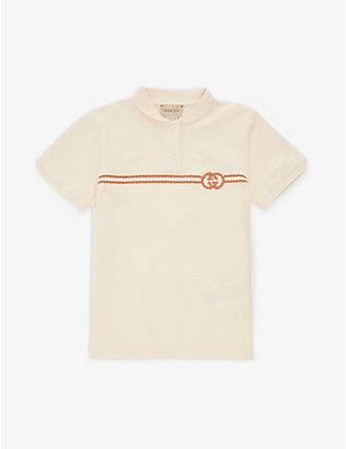 GUCCI: Logo-embroidered stretch-cotton-pique polo shirt 4-12 years