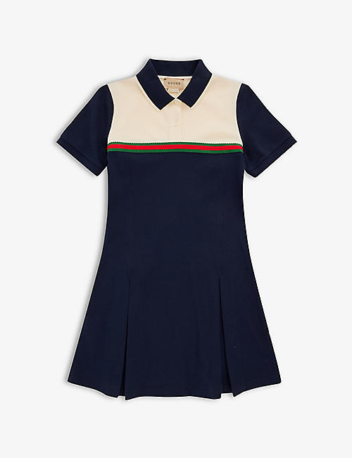 GUCCI: Striped polo stretch-cotton dress 4-12 years