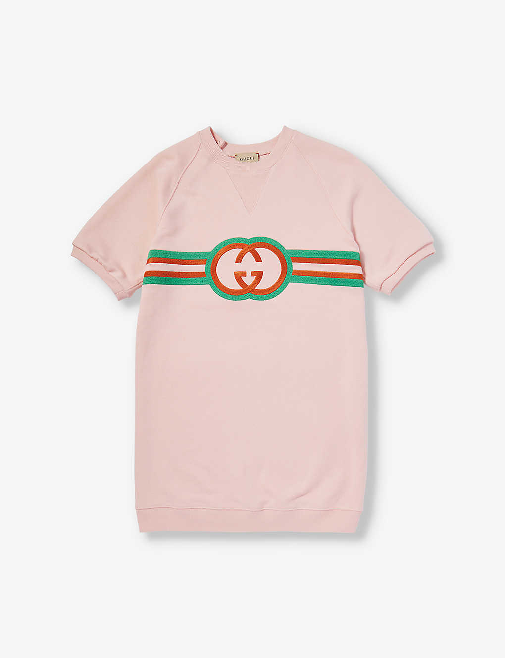 Gucci Kids' Logo-embroidered Cotton-jersey Dress 4-12 Years In Smooth Pink/mix