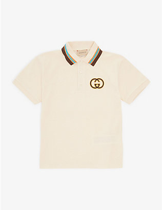 GUCCI: Monogram-patch polo-collar stretch-cotton-pique polo shirt 4-12 years