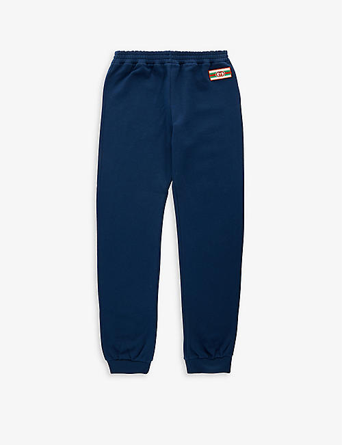 GUCCI: Logo-patch elasticated-waist cotton-jersey jogging bottoms 4-12 years