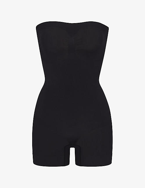 SKIMS: Sculpt strapless ruched stretch-woven body