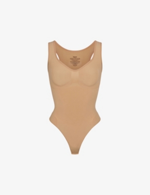 Skims Womens Ochre Sculpt Ruched Stretch-woven Body In Nude (lingerie)