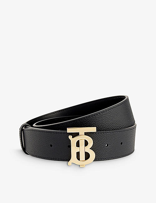 BURBERRY: Logo-plaque leather belt