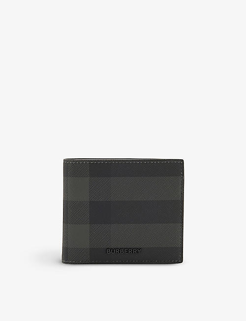 BURBERRY: Check-print faux-leather wallet