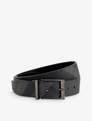 BURBERRY: Check-print reversible faux-leather belt