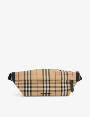 Burberry Stevie Check-print Woven Belt Bag In Archive Beige