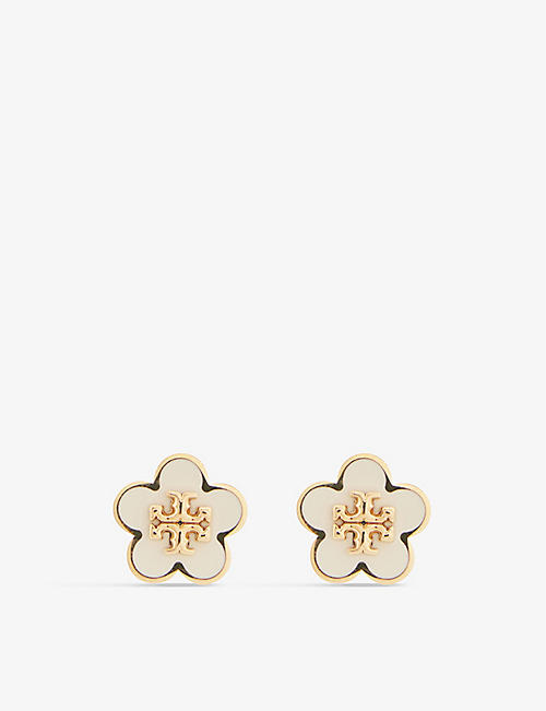 TORY BURCH: Kira flower-shaped gold-plated brass stud earrings