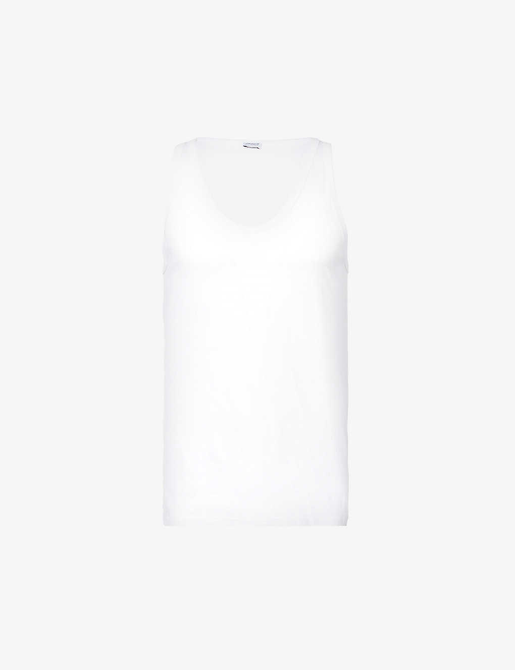 Zimmerli Mens White Business Class V-neck Cotton-jersey Vest