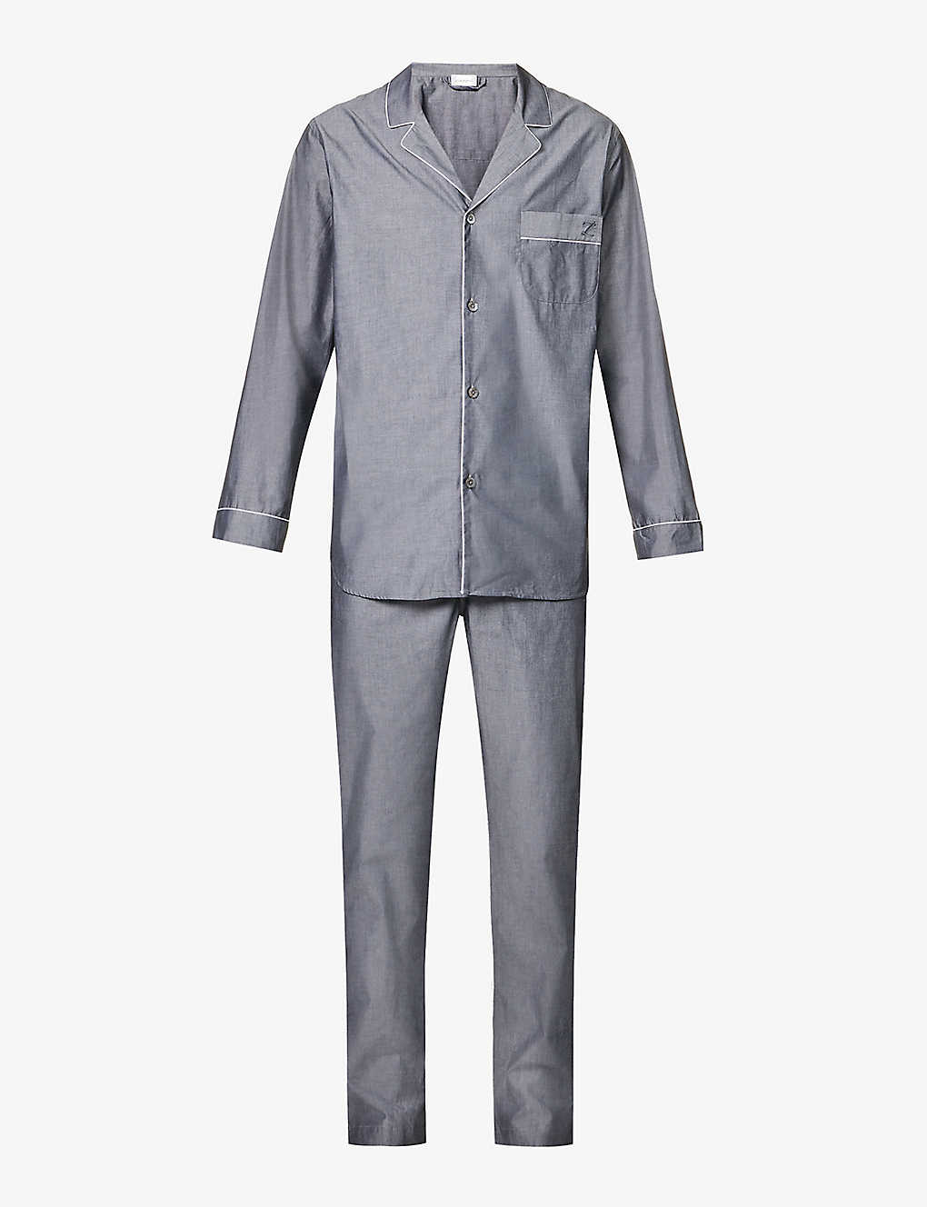 Zimmerli Mens Dark Grey Long-sleeved Relaxed-fit Cotton Pyjama Set