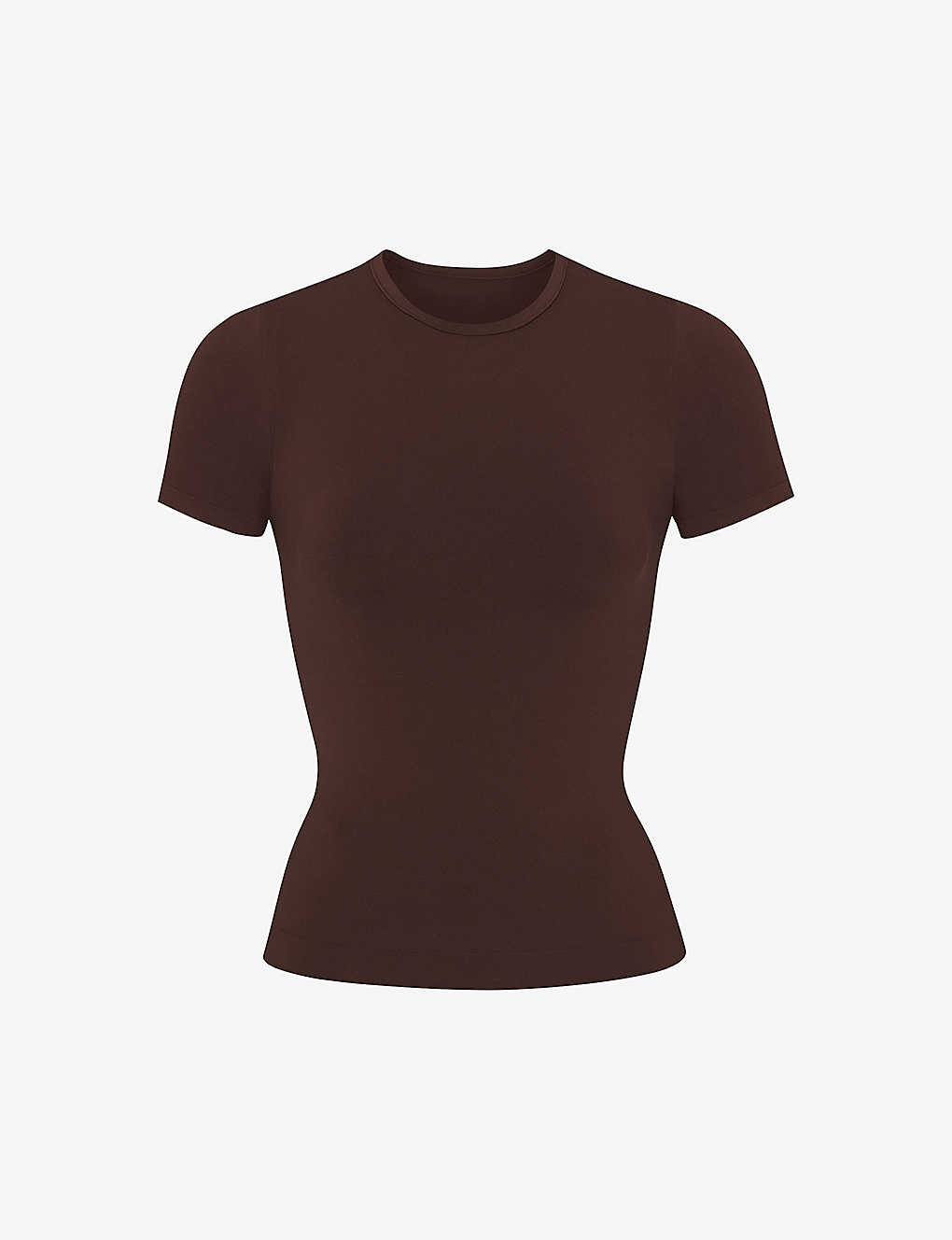 Skims Womens Cocoa Smoothing Slim-fit Stretch-woven T-shirt